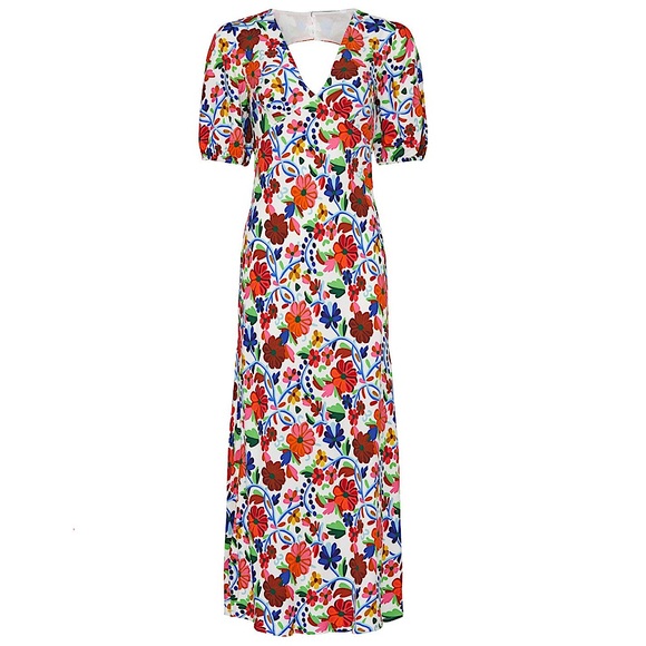 Rixo London Steph Crepe Midi Dress in Bright Floral Print Size Medium - Picture 7 of 16